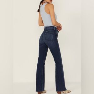 Just Black Raw Hem Flared Boot Cut Jeans